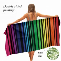 Ulticool - Handdoek - Strepen Roze Blauw Paars Groen Geel Oranje - Backdrop Decoratie Natuur - Badhanddoek - Strandlaken - Handdoek Microvezel - Sneldrogend Badlaken - 160 x 80 cm - voor reizen fitness gym sport 