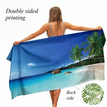 Ulticool - Handdoek - Strand Natuur Zee Eiland Palmboom - Backdrop Decoratie Natuur - Badhanddoek - Strandlaken - Handdoek Microvezel - Sneldrogend Badlaken - 160 x 80 cm - voor reizen fitness gym sport