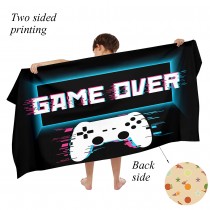 Ulticool - Handdoek - Game Over Controller - Badhanddoek - Strandhanddoek Zwemhanddoek - Sneldrogend Badlaken - 140 x 70 cm - voor reizen fitness gym sport - Jongen Meisje - Blauw