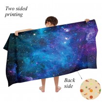 Ulticool - Handdoek - Galaxy Heelal Planeten Sterren - Badhanddoek - Strandhanddoek Zwemhanddoek - Sneldrogend Badlaken - 140 x 70 cm - voor reizen fitness gym sport - Jongen Meisje - Blauw