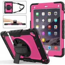 iPad 9.7 (2017 & 2018) case / hoes met screenprotector, handriem en schouderriem voor Horeca en Bouw Roze
