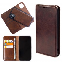 Dasaja leren iPhone 11 hoesje donkerbruin met uitneembare magnetische case