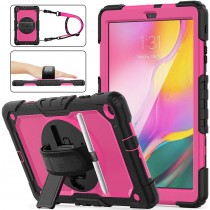 Samsung Galaxy Tab A 10.1 (2019) case met screenprotector, handriem en schouderriem voor Horeca en Bouw Roze