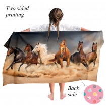 Ulticool - Handdoek - Paarden Zand - Badhanddoek - Strandlaken - Kind - Meisjes- Jongens - Sneldrogend Badlaken - 140 x 70 cm - voor reizen fitness gym sport - Beige Bruin  