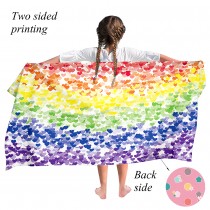 Ulticool - Handdoek - Regenboog Vlag Decoratie Hartjes - Badhanddoek Strandlaken - Kind Meisje Jongen - Sneldrogend Badlaken - 140 x 70 cm - voor reizen fitness gym sport 