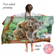 Ulticool - Handdoek - Koala Beer met Baby - Badhanddoek Strandlaken - Kind Meisje Jongen - Sneldrogend Badlaken - 140 x 70 cm - voor reizen fitness gym sport - Groen Grijs 