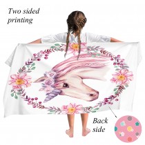 Ulticool - Handdoek - Unicorn Eenhoorn Aquarel - Badhanddoek Strandlaken - Kind Meisje Jongen - Sneldrogend Badlaken - 140 x 70 cm - voor reizen fitness gym sport - Roze Paars