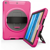 360 graden draaibare, rugged, iPad 9.7 (2017 & 2018) / Air 2 / Pro 9.7 case met screenprotector roze