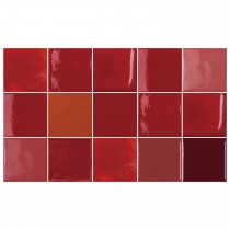 Ulticool Decoratie Sticker Tegels - Rood Vuur Bordeaux Roze Muurstickers - 15x15 cm - 15 stuks Plakfolie Tegelstickers - Plaktegels Zelfklevend - Sticktiles - Badkamer - Keuken 