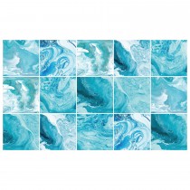 Ulticool Decoratie Sticker Tegels - Blauw Marmer Aquarel Azur - Muurstickers - 15x15 cm - 15 stuks Plakfolie Tegelstickers - Plaktegels Zelfklevend - Sticktiles - Badkamer - Keuken 