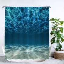 Ulticool Douchegordijn - Oceaan Zee Stilte Rust Duiken Aquarium Strand Zomer - 180 x 180 cm - met 12 ringen - Blauw