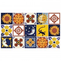 Ulticool Decoratie Sticker Tegels - Zon Mexicaans Gekko Mexico - Meubelfolie Vierkant Folie Keukenkast  - 15x15 cm - 15 stuks Plakfolie Tegelstickers - Plaktegels Zelfklevend - Badkamer - Keuken