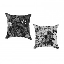 Ulticool - Buitenkussens - Zwart Wit Prachtig Design Bloemen  - Sierkussens Buiten Waterbestendig - Set van 2 Kussens 45 x 45 cm Vierkant  