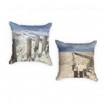 Ulticool - Buitenkussens - Strand Kust Nederland - Sierkussens Buiten Waterbestendig - Set van 2 Kussens 45 x 45 cm Vierkant - Exclusief Kussenvulling - Tuinkussenhoes Outdoor Hoes – Buiten Tuinkussens voor Decoratie Loungeset Tuin - Blauw Wit