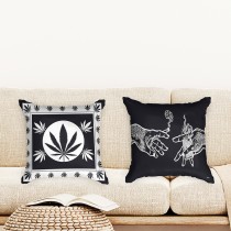 Ulticool  - Kussenhoes - Wiet Handen Cannabis Natuur - Set van 2 stuks - Sierkussens 45x45 cm - Sierkussenhoes Accessoires - Kussentjes Bank voor Decoratie Woonkamer Slaapkamer Jeugdkamer Kinderkamer Babykamer - Zwart Wit