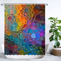 Ulticool Douchegordijn - Bubbels Water Kunst Kleuren - 180 x 200 cm - met 12 ringen - Lila Geel Blauw 