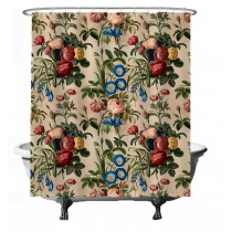 Ulticool Douchegordijn - Klassiek Boeket Bloemen Rozen Beige Wit - 180 x 200 cm - met 12 ringen 