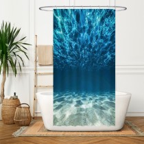 Ulticool Douchegordijn - Oceaan Zee Stilte Rust Duiken Aquarium Strand Zomer - 120 x 200 cm - met 8 ringen - Blauw