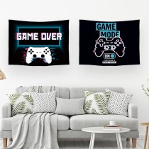 Ulticool – Wandkleed - Game On Off Controller Monitor Gaming Kinderkamer  – Set van 2 designs - 73 x 95 cm – Wandtapijt – Zwart Blauw Turquoise 