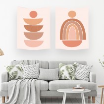 Ulticool – Wandkleed - Aesthetic Regenboog Halve Maan Boog Zon Maan – Set van 2 designs - 73 x 95 cm – Wandtapijt – Sepia Roze 