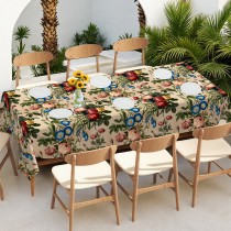 Ulticool Tafelkleed Groot Tafelzeil  Buiten Waterdicht - 140 x 240 cm - Klassiek Boeket Bloemen - Beige Zalm Blauw Rood 