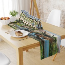 Ulticool Uitdeelzakjes 8x Dinosaurus - T-rex Kinderfeestje Traktatie Verjaardag Versiering Dieren Design + 1x Tafelloper Textiel - Groen