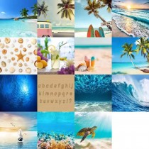 Ulticool Decoratie Sticker Tegels  - Tropical Summer - 15x15 cm - 15 stuks Zelfklevende Plakfolie Tegelstickers - Achterwand voor de Muur Badkamer - Keukenwand Keuken - Plaktegels Zelfklevend -  Sticktiles - Blauw