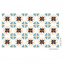 Ulticool Decoratie Sticker Tegels - Bloem Zwart Oranje Blauw Beige Wit - 15x15 cm - 15 stuks Zelfklevende Plakfolie Tegelstickers - Achterwand voor de Muur Badkamer - Keukenwand Keuken - Plaktegels Zelfklevend - Sticktiles