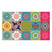 Ulticool Decoratie Sticker Tegels - Mandala Groen Beige Blauw lichtgroen Roze - 15x15 cm - 15 stuks Zelfklevende Plakfolie Tegelstickers - Achterwand voor de Muur Badkamer - Keukenwand Keuken - Plaktegels Zelfklevend - Sticktiles