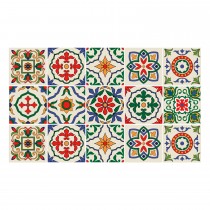 Ulticool Decoratie Sticker Tegels - Mandala Rood Blauw Groen Beige - 15x15 cm - 15 stuks Zelfklevende Plakfolie Tegelstickers - Achterwand voor de Muur Badkamer - Keukenwand Keuken - Plaktegels Zelfklevend - Sticktiles
