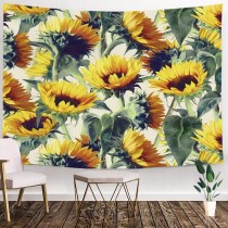 Ulticool - Natuur Zonnebloem Vintage Bloemen - Wandkleed - 200x150 cm - Groot wandtapijt - Poster