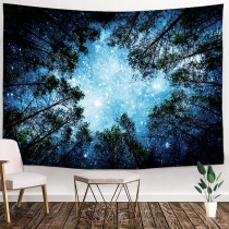 Ulticool - Sterren Heelal Planeten Natuur Bomen Bos - Wandkleed - 200x150 cm - Groot wandtapijt - Poster