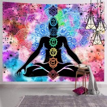 Ulticool - Chakra Healing Aura Spiritualiteit Mandala - Wandkleed - 200x150 cm - Groot wandtapijt - Poster