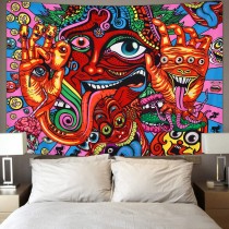 Ulticool - Psychedelic Trippy Draws Eyes - Wandkleed - 200x150 cm - Groot wandtapijt - Poster