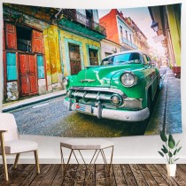Ulticool - Auto Cuba Vintage Interieur - Wandkleed - 200x150 cm - Groot wandtapijt - Poster