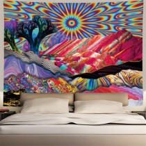 Ulticool - Bergen Zon Natuur - Bohemian Psychedelisch - Hippie Boheems - Wandkleed - Groot wandtapijt - 200x150 cm - Poster