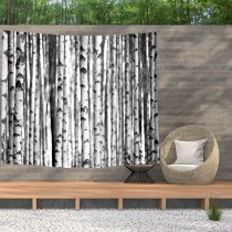 Ulticool - Bomen Aesthetic Natuur Zwart Wit - Wandkleed  Poster - 200x150 cm - Groot wandtapijt -  Tuinposter Tapestry