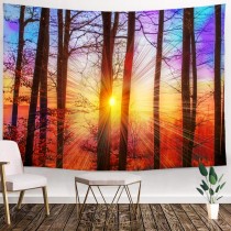 Ulticool - Bomen Zonsondergang Natuur - Wandkleed - 200x150 cm - Groot wandtapijt - Poster