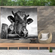 Ulticool - Koe Zwart Wit Dieren - Wandkleed  Poster - 200x150 cm - Groot wandtapijt -  Tuinposter Tapestry