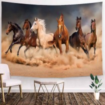 Ulticool - Paarden Zand Natuur Dieren - Wandkleed - 200x150 cm - Groot wandtapijt - Poster
