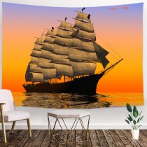 Ulticool -  Zeilschip Zonsondergang Zeilsport Zee - Wandkleed - 200x150 cm - Groot wandtapijt - Poster