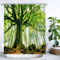 Ulticool Douchegordijn - Boom Kracht Natuur Licht Bos - 180 x 200 cm - met 12 ringen 