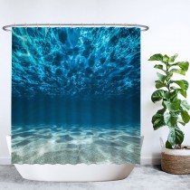 Ulticool Douchegordijn - Oceaan Zee Stilte Rust Duiken Aquarium Strand Zomer - 180 x 200 cm - met 12 ringen 