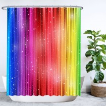 Ulticool Douchegordijn - Regenboog Glitter - 180 x 200 cm - met 12 ringen 