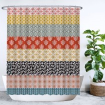 Ulticool Douchegordijn - Strepen Geometrisch Vintage Retro Boho Bohemian - 180 x 200 cm - met 12 ringen 