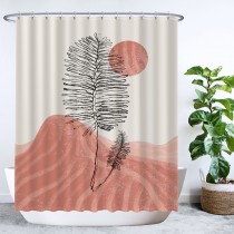 Ulticool Douchegordijn - Zon Roze Berg Plant Abstract Boho Bohemian - 180 x 200 cm - met 12 ringen 