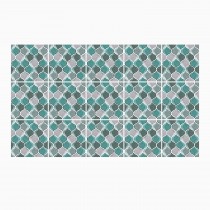 Ulticool Decoratie Sticker Tegels - Geometrische Wanddecoratie Figuren Groen Grijs - 15x15 cm - 15 stuks Plakfolie Tegelstickers - Plaktegels Zelfklevend - Sticktiles - Badkamer - Keuken 