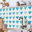 Ulticool Decoratie Sticker Tegels - Hart Zeegroen Liefde Hartjes Love Blauw - 15x15 cm - 15 stuks Plakfolie Muurstickers Tegelstickers - Plaktegels Zelfklevend - Sticktiles - Badkamer - Keuken 