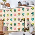 Ulticool Decoratie Sticker Tegels - Bloemen Vintage Retro - 15x15 cm - 15 stuks Plakfolie Tegelstickers - Muurstickers Plaktegels Zelfklevend - Sticktiles - Badkamer - Keuken 