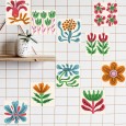 Ulticool Decoratie Sticker Tegels - Bloem Plant Rood Geel Groen Blauw - 15x15 cm - 15 stuks Plakfolie Tegelstickers - Plaktegels Muurstickers Zelfklevend - Sticktiles - Badkamer - Keuken 